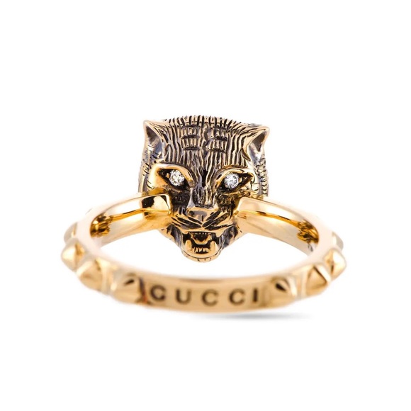 GUCCI Le Marches Des Merveilles 18K Yellow Gold, Jade And Diamond Ring - Picture 8 of 15
